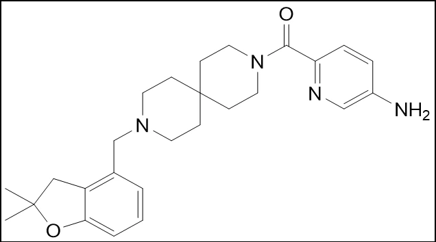 AZ084; (5-Aminopyridín-2-yl)(9-((2,2-dimetyl-2,3-dihydrobenzofurán-4-yl)metyl )-3,9-diazaspiro[5.5]undekán-3-yl)metanón; Číslo CAS:929300-19-6